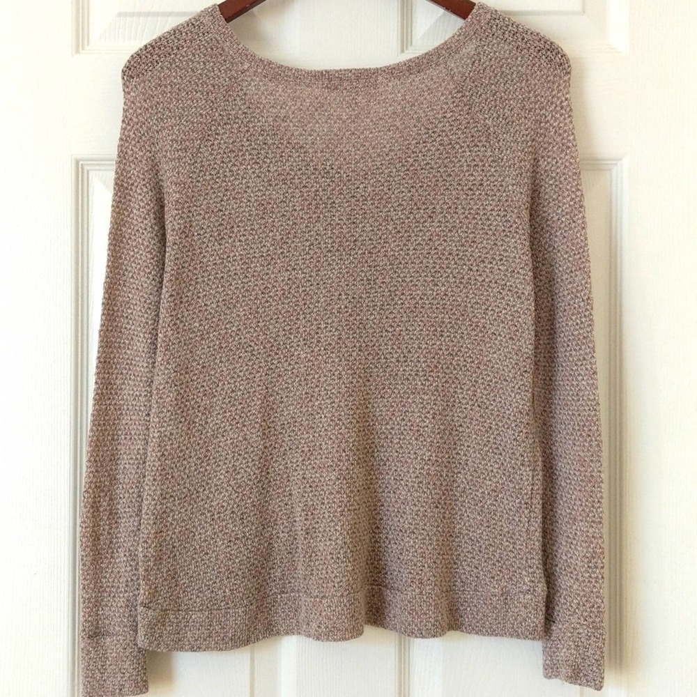 American Eagle Marled Knit Long Sleeve V-neck Sweater Top Mauve Gray Small - Picture 4 of 10